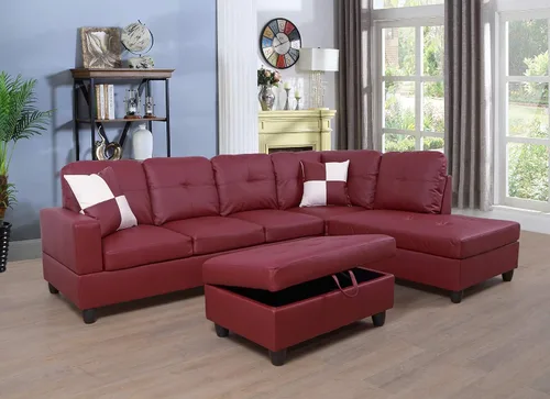 Miniatura 15 de Golden Coast Furniture - Juego de sofá seccional en forma de L, juego de sofá de sala de estar, sofá seccional de cuero con otomana