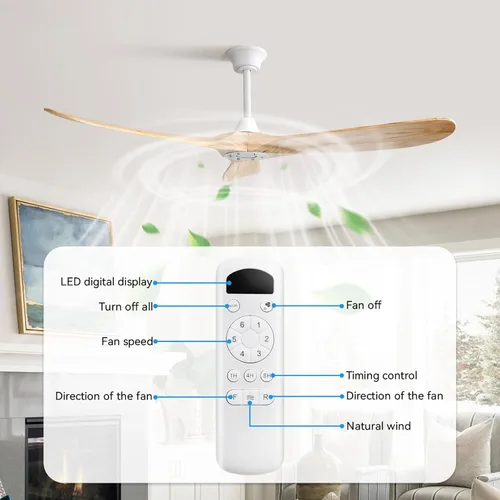 Miniatura 8 de Sofucor Ventiladores de Techo de 60 Pulgadas Sin Luz - Ventilador de Techo para Exteriores con Control Remoto, Motor DC Reversible de 3 Aspas