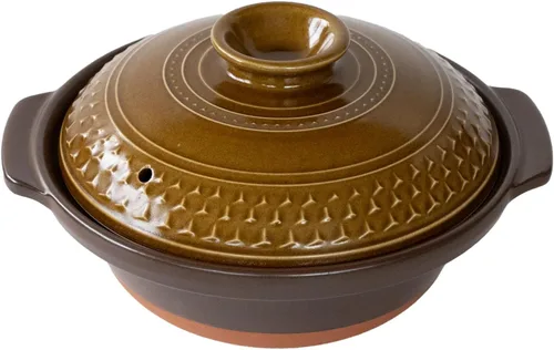 Banko Ware 32781 Clear AKARI Earthenware Pot No. 8 for 2-3 People, M, 59.1 fl oz (1,500 ml), Microwave Oven, Direct Fire, Brown, Made in Japan