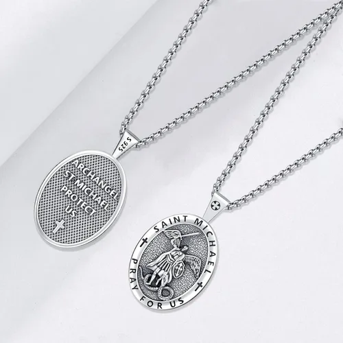 Miniatura 167 de Eusense San Miguel San Cristóbal San Benito San Judas Virgen María Collar chapado en oro 925 joyería religiosa para hombres y mujeres, collar