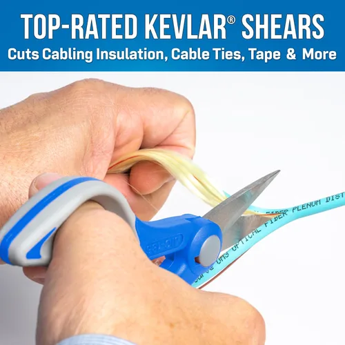 Miniatura 3 de Jonard Tools TK-355 Kit de pelador de fibra de 3 agujeros y tijeras de Kevlar, bolsa de cuero
