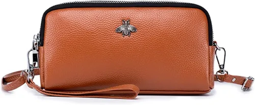 Miniatura 2 de Cuero genuino pantalla táctil teléfono bolsa bolsa muñeca bolso cartera para mujeres niñas