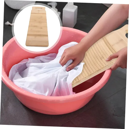 Miniatura 9 de Hemoton Tabla de lavado de madera, tabla de lavar a mano, tabla de lavar a mano para suministros de lavandería para el hogar, L