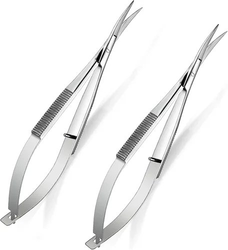 Miniatura 11 de Shynai Tijeras de bordado de 4.7 pulgadas Tijeras de cejas curvadas Punta Acción de resorte de acero inoxidable Corte de cejas Artesanía de corte