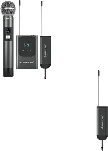 Phenyx Pro Sistema de micrófono inalámbrico digital dual PDP-2-1H1B Bundle con receptor inalámbrico portátil PWR-P-900