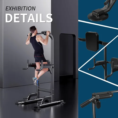 Miniatura 4 de Power Tower - Estación de dominadas y inmersión de altura ajustable, multifunción para entrenamiento de fuerza en el hogar, estación de X