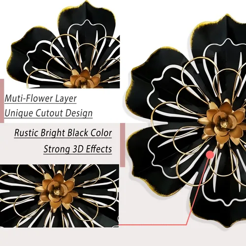 Miniatura 2 de Decoración artística de pared de flores de metal, escultura floral moderna y rústica de 8.3 pulgadas, hierro envejecido para colgar en la pared