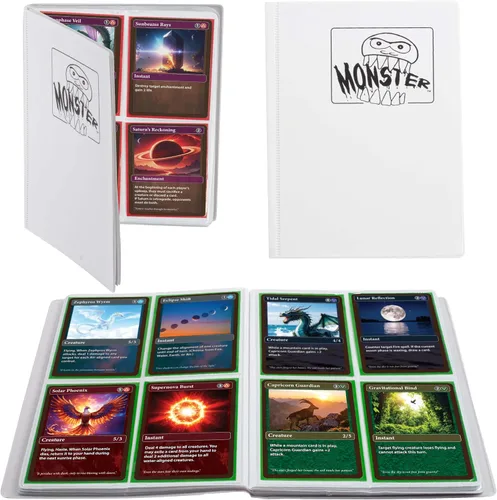 Miniatura 11 de Monster - Carpeta para tarjetas coleccionables de 4 bolsillos, álbum Holofoil negro, protección TCG antirrobo y anticaídas con bolsillos laterales