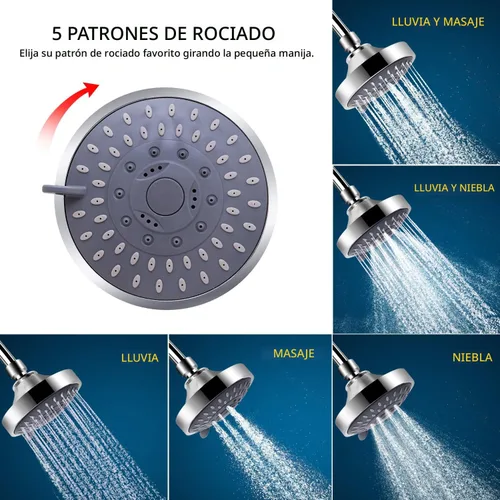 Miniatura 4 de FEELSO - Conjunto de cabezal de ducha y filtro de 15 etapas, alta presión, 5 ajustes de rociado, alcachofa de ducha con descalcificador de agua