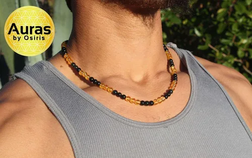 Miniatura 5 de Collar de cristal de obsidiana negra hecho a mano, collar de cuentas de piedras preciosas naturales auténticas, curación, protección, talismán mala