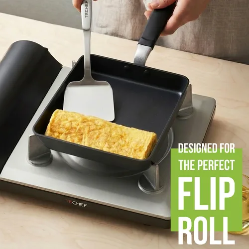 Miniatura 3 de TECHEF - Molde para tortilla de huevo japonés, Tamagoyaki, sartén antiadherente, libre de PFOA, apto para lavavajillas, listo para inducción, Negro