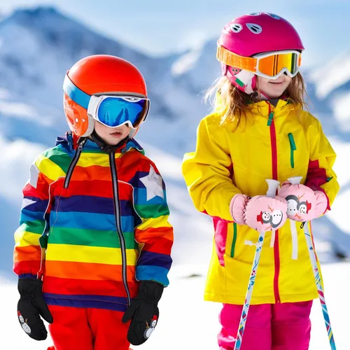 Miniatura 5 de Liitrsh 4 pares de guantes de nieve para niños, guantes de esquí cálidos de invierno para niños y niñas, guantes de nieve para clima frío para esquí