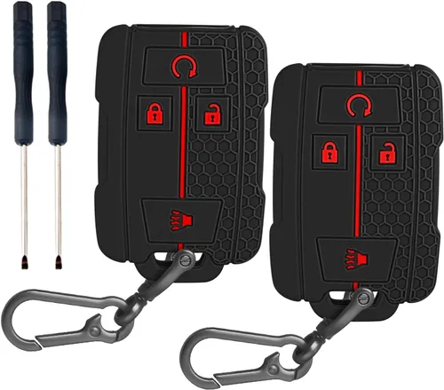 Miniatura 18 de QBUC Funda para llavero Chevy con llavero de TPU suave, compatible con Chevy Colorado, Silverado, Suburban Tahoe, GMC Sierra Yukon Canyon (A: negro)