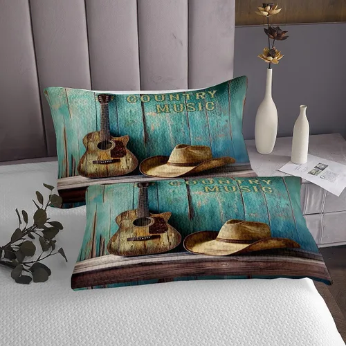 Miniatura 63 de Castle Fairy Cowboy Boots Bedspread Twin Size Bohemia Musical Guitar Coverlet Set Boys Bedroom Present Western Rustic Cowgirl Decor Bedding Set