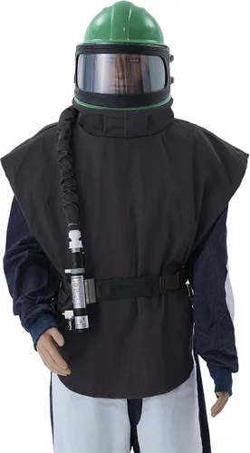 Miniatura 11 de Casco Sandblaster Seguro con Alimentación de Aire, Casco de Arenado, Protector de Hombro, Capucha de Arenado, Termostato Sandblaster, 5 Piezas