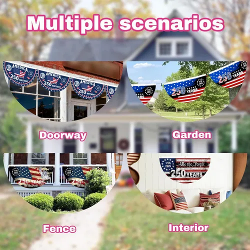 Miniatura 7 de 2 banderas de Estados Unidos con el número 250 aniversario, banderas para fanáticos de 1776-2026 de 1.5 x 3 pies, bandera de aniversario