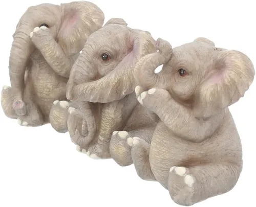 Miniatura 2 de Nemesis Now Figura de tres elefantes bebé, 4.7 in, color gris