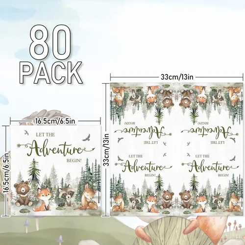 Miniatura 2 de JarThenaAMCS 80 servilletas de papel con texto en inglés «Let The Adventure Begin» (Let The Adventure Begin), servilletas de papel desechables