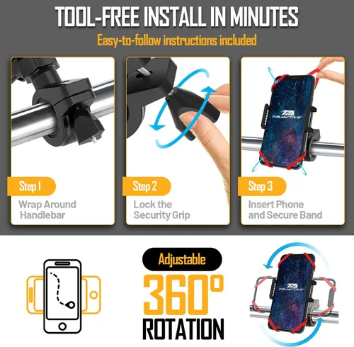 Miniatura 6 de TruActive Soporte Premium para Teléfono de Bicicleta Soporte Universal para Teléfono Celular para Teléfonos de 4"-7" pulgadas Incluye 6 Bandas