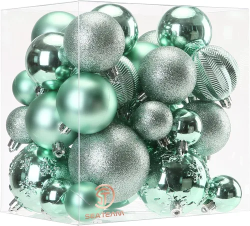 Miniatura 8 de Sea Team Paquete de 21 adornos de bolas de Navidad con cuerdas, esferas de tamaño grande de 80mm/3.15 pulgadas, bombillas de Navidad de plástico