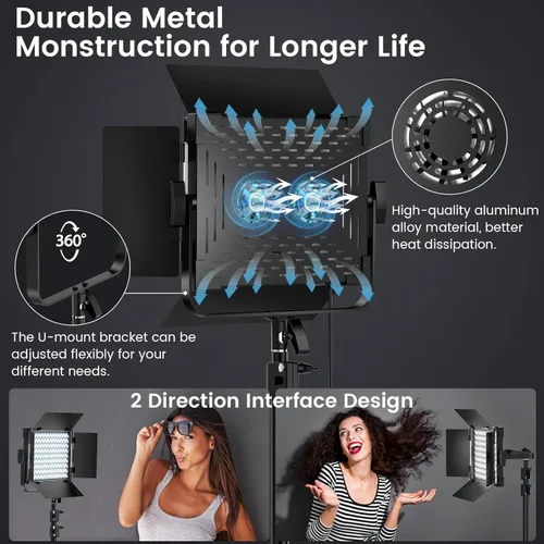 Miniatura 6 de Kit de Iluminación Fotográfica RGB de 2 Piezas, Luces LED de Estudio Profesionales Bicolor de 50W, 2300K~8500K Luces Fotográficas Regulables