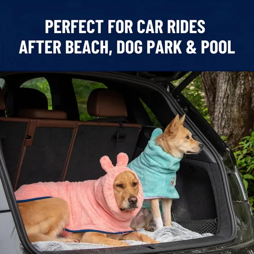 Miniatura 3 de DERPYCHAPPY Bata de Toalla Premium para Perros y Albornoz para Perros para Secar Perros Hecho en Corea Toalla de Baño de Microfibra Súper