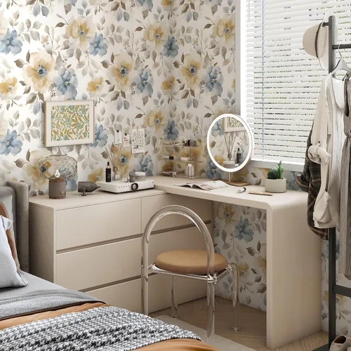 Miniatura 6 de Papel tapiz floral para despegar y pegar, papel de contacto bohemio de 17.3 x 197 pulgadas, papel de contacto bohemio grande para dormitorio, flores