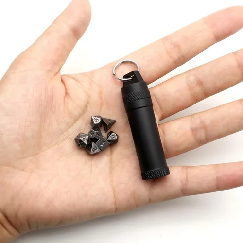 Miniatura 10 de Juego de Dados Haxtec Mini: Pequeño Juego de Dados Metálicos DND con Estuche para Dados Portátil Juego de Dados Metálicos Antiguos de Bronce