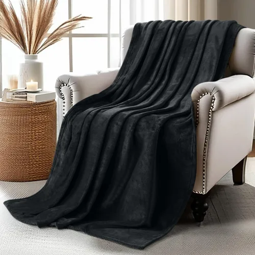 Miniatura 44 de Utopia Bedding Manta de forro polar negro, tamaño individual, ligera, mullida, suave, antiestática de microfibra (60 x 80 pulgadas)