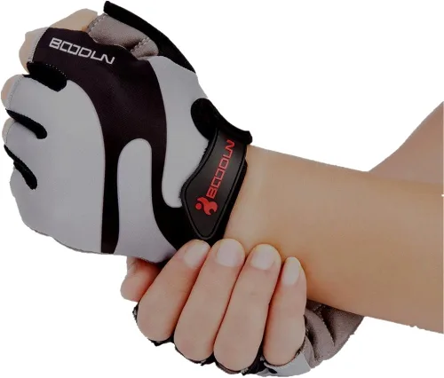 Miniatura 3 de Guantes para bicicleta de BOODUN con almohadilla de espuma amortiguadora de golpes y respirable, guantes con medio dedo, B-001