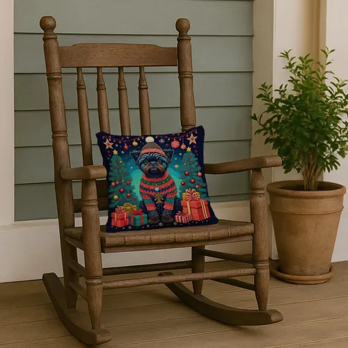 Miniatura 6 de Caroline's Treasures DAC1082PW1414 Affenpinscher - Almohada decorativa de tela navideña, lavable a máquina, para interiores y exteriores, para sofá