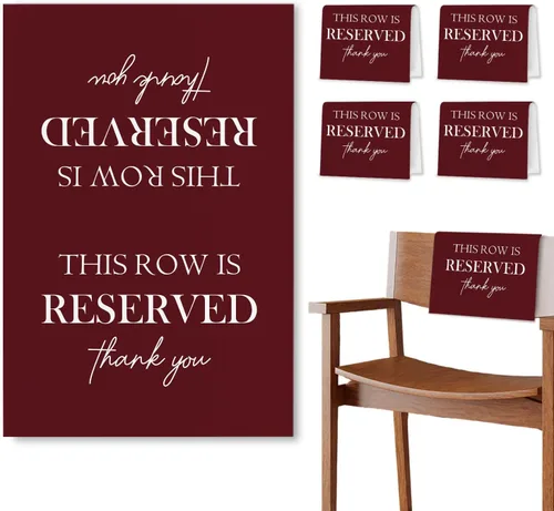Miniatura 9 de Señales de Asiento Reservado para Sillas, Esta Fila Está Reservada Paños de Banco para Asientos de Iglesia, Decoraciones de Boda para Recepciones