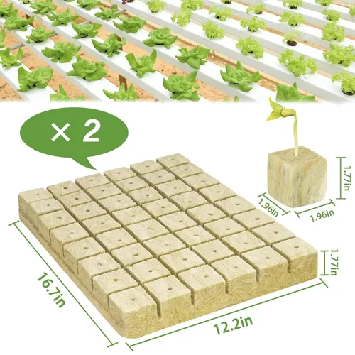 Miniatura 2 de Cubos de lana de roca de 5 cm de Halatool para jardín, cubos de lana de roca para hidroponía, cubos de plantación de lana de roca para cultivo sin 2