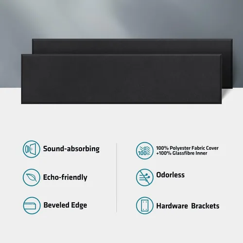 Miniatura 5 de UMIACOUSTICS 2 paneles acústicos de fibra de vidrio, paneles de absorción de sonido de 48 x 12 x 2 pulgadas, paneles a prueba de sonido para Negro