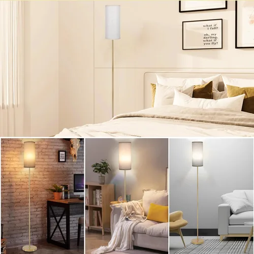 Miniatura 4 de Boostarea - Lámpara de pie para sala de estar con bombilla de 3 temperaturas de color, lámparas de pie industriales, lámpara alta clásica dorada