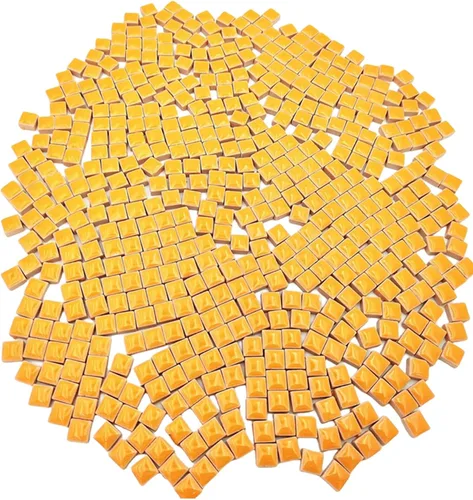 500 mosaicos cuadrados de cerámica de 1.1 libra, 0.4 x 0.4 pulgadas hechos a mano, micro mosaicos creativos para arte y decoración del hogar Naranja