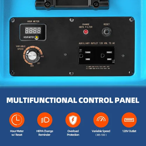 Miniatura 3 de Depurador de aire de 550 CFM con filtración de 3 etapas, depuradores de aire comerciales, máquina de aire negativo para uso industrial doméstico