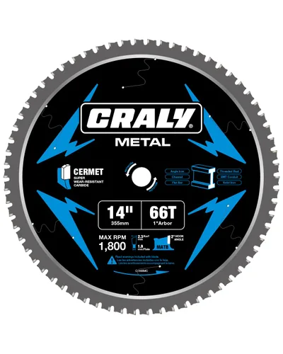 Miniatura 10 de CRALY Hoja de sierra circular de corte de acero y metal ferroso de 14 pulgadas y 72 dientes, árbol de 1 pulgada, corte fino, hoja profesional