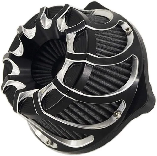 Miniatura 3 de Limpiador de motocicleta Harley Filtro de aire CNC corte admisión cromo negro kit para Sportster XL 883 XL 1200 2007-2018 (cromo y negro, ajuste - A)