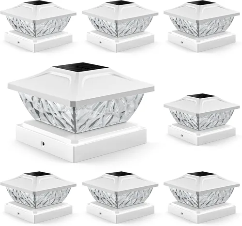 Miniatura 11 de Paquete de 4 luces solares para poste de 2 modos, luces solares brillantes para postes al aire libre, impermeables, luces de poste al aire libre