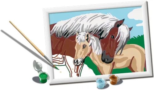 Ravensburger CreArt - Kit de pintura por números para madre/potro para niños, pintura de artes y manualidades para edades de 7 años en adelante