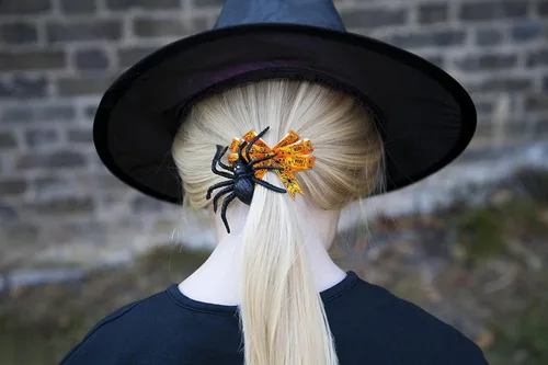Miniatura 5 de Hying 6 cintas de calabaza de Halloween, 3/8 pulgadas de ancho de satén para manualidades en naranja y negro para envolver regalos y decoraciones