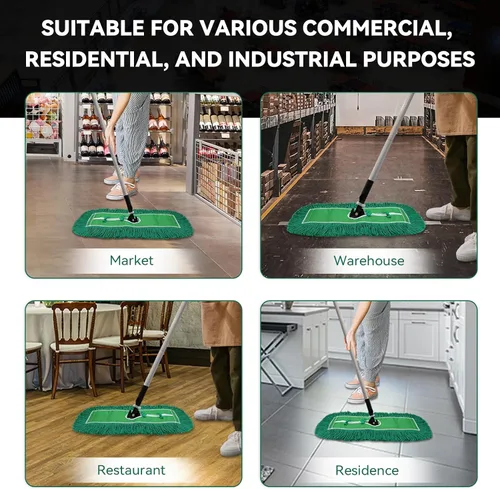 Miniatura 6 de Cabezal de trapeador de polvo de 24 pulgadas: repuesto de cabeza de trapeador comercial lavable mediano y repuesto de limpieza verde