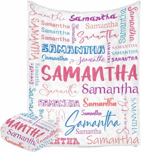 Miniatura 15 de Manta personalizada con nombre con fuente diferente y colorida para niños, mujeres y hombres, divertida decoración personalizada para el hogar, cama