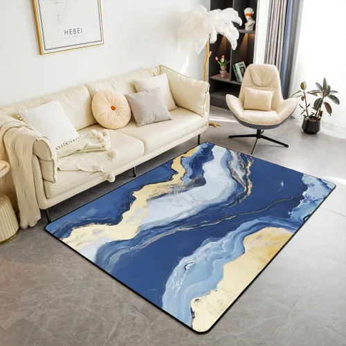 Miniatura 37 de jejeloiu Alfombra de decoración de mármol negro y dorado, alfombra para sala de estar, dormitorio, para niños, niñas, adolescentes, decoración