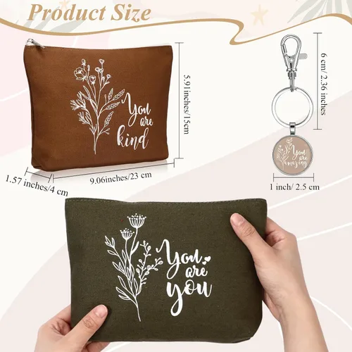 Miniatura 2 de Sieral - 20 piezas de regalo de agradecimiento a granel para mujeres, bolsa de maquillaje de lona inspiradora, bolsa de cosméticos, bolsa