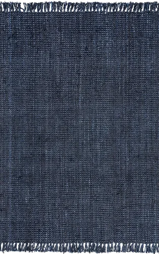 Miniatura 2 de nuLOOM Daniela Navy, 3 x 5 pies, hecha a mano, yute, borla, suave y texturizada, alta resistencia, resistente a las manchas, fácil de limpiar, Azul