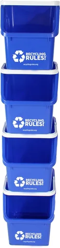 Miniatura 3 de Azul apilable cesto de Reciclaje de contenedor con mango 6 galones – 4 paquetes de cestos