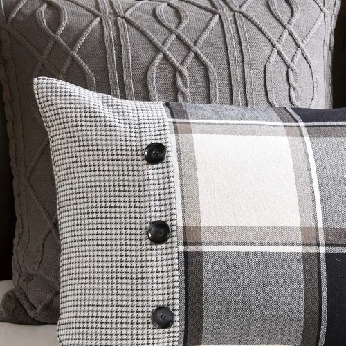 Miniatura 7 de Madison Park Edredón King de algodón jacquard a cuadros de cabaña, edredones extragrandes tamaño King, funda extraíble, edredón para todas
