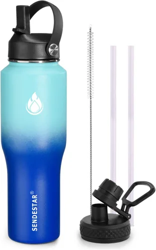 Miniatura 43 de SENDESTAR Botella de agua de acero inoxidable de 40 onzas (fría durante 48 horas, caliente durante 24 horas), botella aislada al vacío de doble Gris